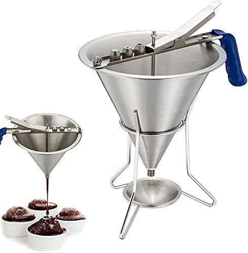 MNSSRN Entonnoir à Piston en Acier Inoxydable, Distributeur de Liquide de gâteau à la Cuisson, Entonnoir de Sauce, avec étagère, Convient à la Maison de la Cuisine de la Maison de Boulangerie