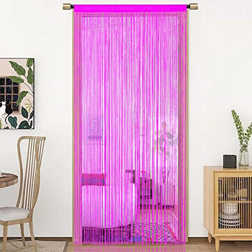 HSYLYM String Türvorhang Fensterdekoration Raumteiler Dekoration Einzelvorhang für Fenster 90x200cm Rose