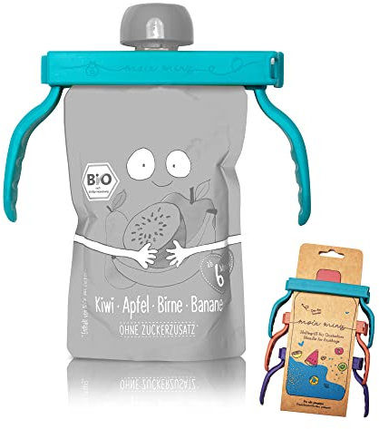 moin minis Haltegriff für Quetschies/Fruchtbeutel/Quetschbeutel, Baby Kinder Lebensmittel, Universal, Beutelklammer