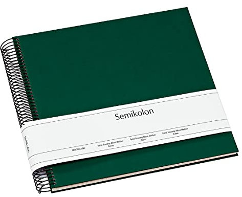 Semikolon 364029 Spiral Album Economy Medium - 23x22,3 cm - Fotoalbum, 40 Seiten cremeweiß, Fotobuch, forest grün