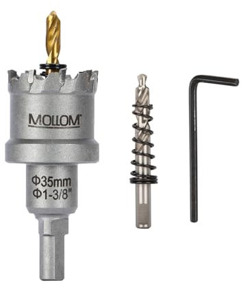 Mollom (35mm | 1-3/8'') Seghe a tazza in carburo pesante con 2 punte pilota, taglia acciaio inossidabile, acciaio dolce, ferro, rame, ottone, plastica