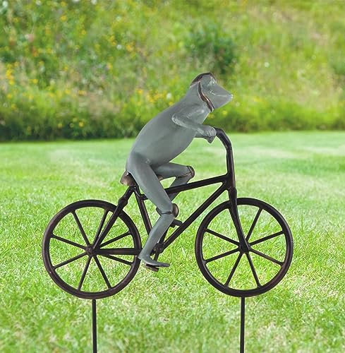 SPI Home Frosch auf Fahrrad Aluminium Gartenskulptur Outdoor Dekor