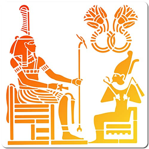 GORGECRAFT Ägyptische Schablonen Vorlagen Antiker Gott Horus Muster 30x30cm Große Wiederverwendbare Quadratische Schablonen Aus Kunststoff Schild Zum Malen Auf Holz Wand Sammelalbum Karte Boden