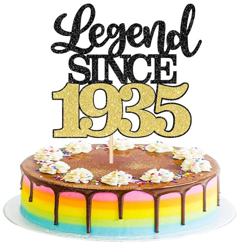 1 Stück Aufschrift Legend Since 1935 Tortenaufsatz 90 Kuchen Topper Glitter alles Gute zum 90. Geburtstag Kuchen Pick 90 Fabulous Tortendekorationen für Prost zum 90