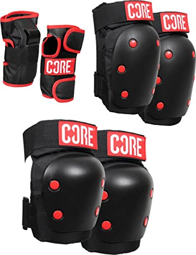 Fantic26 CORE Park Street Stunt-Scooter Skate Protektoren (M, Core Triple Protektoren Set Schwarz)