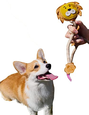 Japan Premium Pet Super Leather Lion Dog Toy with Strong Cotton Ropes for Brushing Teeth