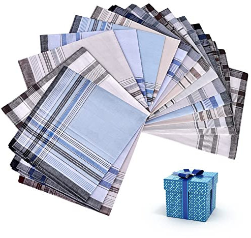 Lot de 18 mouchoirs en tissu pour homme - 100 % coton - Mouchoirs traditionnels pour homme - Grands mouchoirs à carreaux, multicolore