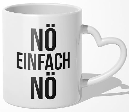 22Feels Lustige Tasse, Büro Humor, Witziger Spruch, Trend Kaffeetasse für Frauen, Arbeitskollege und Beste Freundin (Herzhenkel Weiss)