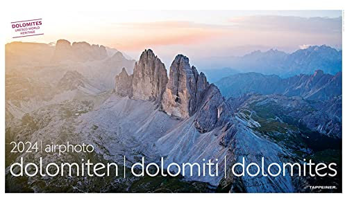 Dolomiten - Luftbild-Kalender 2024 - Athesia Tappeiner-Verlag - Fotokalender im Panoramaformat - Wandkalender mit spektakulären Aufnahmen - 70 cm x 40 cm