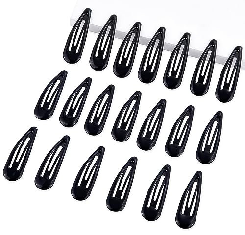 Cptots Lot de 20 pinces à cheveux en métal antidérapantes en forme de goutte d'eau pour femme - Petites pinces à cheveux pour cheveux épais et fins - Noir - 5 x 1,3 cm.