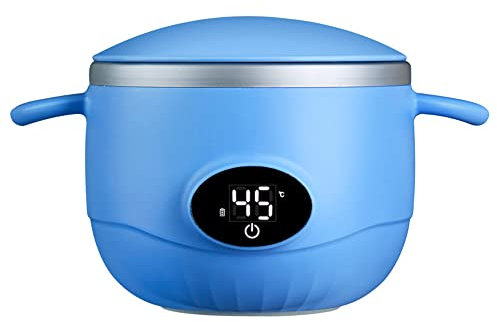 Aoun Restez Au Chaud Bols Bébé Avec Couvercle, Bol D'alimentation Pour Bébé En Acier Inoxydable à Maintenir Au Chaud, Chauffe Aliments Rechargeable USB Pour Bébé Enfant Adolescent (Bleu)