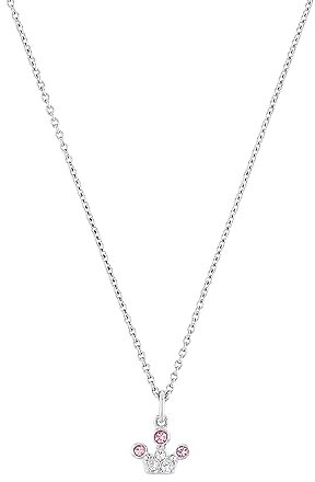 Prinzessin Lillifee Kette mit Anhänger 925 Sterling Silber Mädchen Kinder Halsschmuck, mit Glas, 35+3 cm, Silber, Krone, Kommt in Schmuck Geschenk Box, 2036938