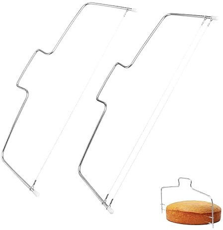 Coltello Pane, LERANXIN 2 Pacchi Taglia Torta, 2 Stili Taglia Pan di Spagna da 32 cm con Filo da Taglio Regolabile in Altezza, Ausilio per Tagliare la Base Della Torta per Panifici e Negozi di Dolci