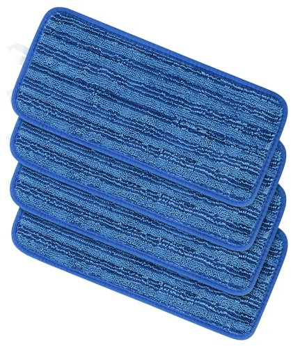 Gudotra Lot de 4 Lingettes Réutilisable pour Swiffer Wet Jet Chiffon Rechange pour Swiffer Wet Jet Balai Spray Serpillières en Microfibre Lavable Nettoyer Le Sol Sec ou Humide (4pcs-bleu)