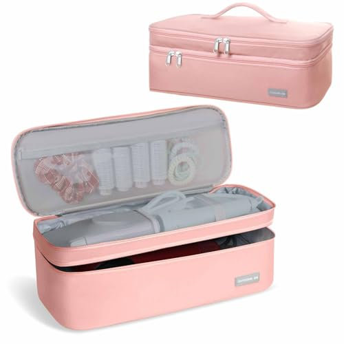 EPEDAL24 Doppelschichtige Reise-Tragetasche, Haifisch-Flexstyle-Tragetasche für Revlon One-Step Haartrockner, Hot Tools, Volumizer, Styler, kompatibel mit Shark FlexStyle-Aufsatz, Pink, Carry, Nylon