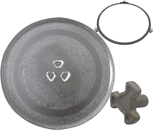 Mikrowellen-Glasplatte, für kleine Mikrowellen, Ersatzboden, Glas-Tablett, Durchmesser 24,5/27/31,5 cm, stabile Unterstützung, Glasschale, Drehscheibe, mit Drehteller-Kupplung und