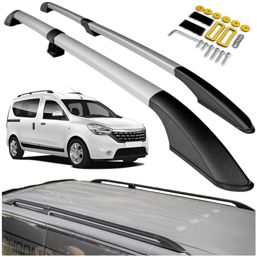 CHROMEMASTER Dachreling Dachträger Kompatibel mit Dacia Dokker 2012-2021 | Zur Befestigung der Dachgepäckträger, Dachboxen oder Dachfahrradträger | Robuste Konstruktion aus Alu