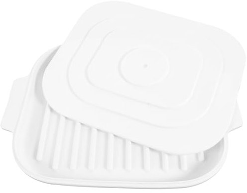 Abaodam Microwave Grill Bacon Plate Baking Dish Lid Non-Stick Surface Versatile for Bread Cake