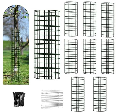 Baumstammschutz, 9 Stück, Metallgitter, Baumrinde, 12,7 cm Durchmesser x 41,6 cm Höhe, mit Kabelbindern und Heringen, erweiterbarer Baumschutz, Baumschutz von Hirschen, Trimmern (9 Packungen)