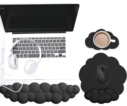 TAHUAON Cloud-Tastatur-Handgelenkauflage und Maus-Handgelenkstütze, Mauspad-Set, Memory-Schaum-Mauspad, ergonomisch, rutschfest, Handauflage, einfaches Tippen, Gaming für Laptop, Desktop-Computer