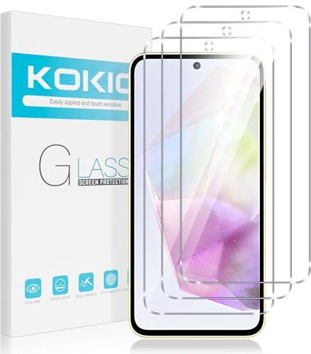 Kokio Verre Trempé pour Samsung Galaxy A35 5G 6,6 Pouces, Lot de 3 Vitre Film Protection écran Compatible avec Samsung A35, Dureté 9H Vitre, Ultra Clair, Anti-Rayures, Facile à Installer