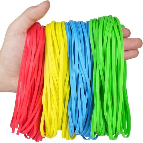 LotFancy 170pcs Heavy Duty Rubber Bands, Assorted Color #117B 7x1/8inch, for Trash Can, File Folders, Office Supplies