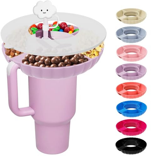 Incolumitas Stanley Snack Tray, Food Grade Silicone Snack Bowl for Stanley Cup 30 oz Accessories with Straws Cover, Stanley Accessories 30 oz Snack Bowl for Stanley Tumbler Accessories (Purple)