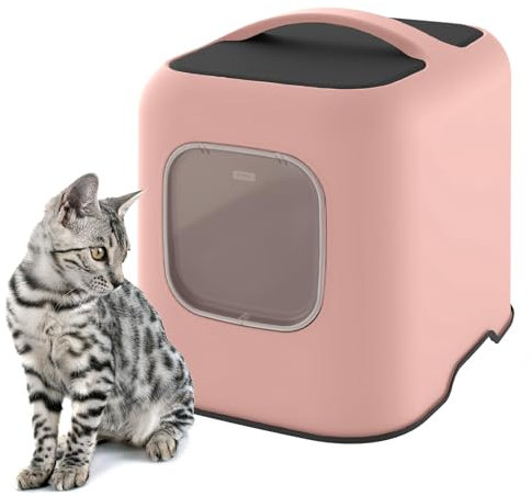 Ligo Lettiera Gatto chiusa Lettiera per Gatti con Filtro e Paletta contenitore sabbia igienico per gatto (ROSA, OLIMPIA)
