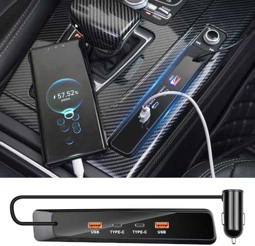 LUNQIN Station d'accueil de voiture pour Audi Q5 SQ5 2018-2025, Q5 Sportback 2021-2025 USB de type C - Chargeur rapide - Accessoires de console centrale - Décoration allume-cigare - Adaptateur de