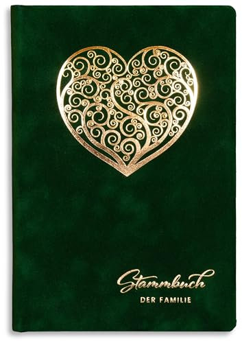 Stammbuch grün Grona Samt Herz Stammbuch der Familie Standesamt incl. Einleger