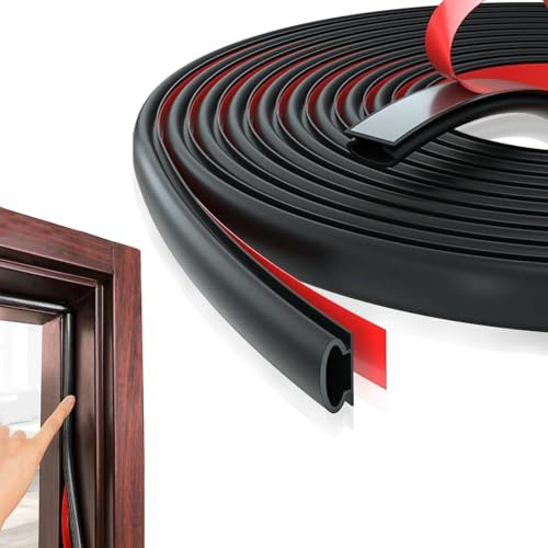 10 M Burlete Puerta Tiras SelladoVentana, Goma Burletes para Puertas de Entrada, Insonorizar Puerta Autoadhesivo Aislante Puertas de Entrada, Aluminio, Madera, Coche (negro)