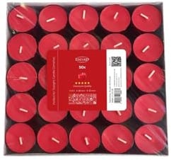 EDZARD 50x Teelichter Rot, 8h Brenndauer, ohne Duft, rote Kunststoffhülle, Made in Germany – Lange brennende Teelichtkerzen, Kerzen für Deko, Hochzeit, Tischdeko, Innen & Außen