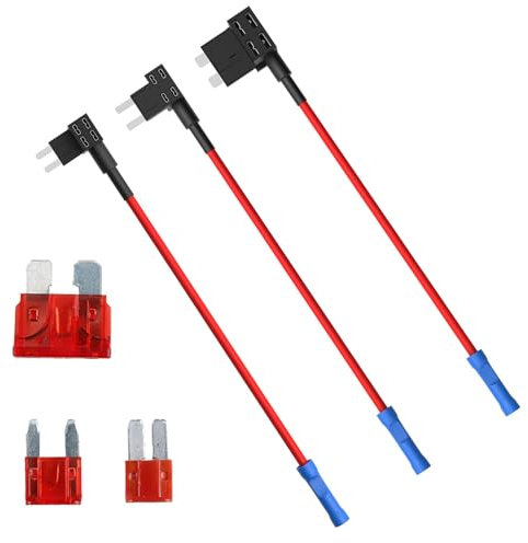 iwiio 3 Type Fuse Tap, Universal 12V 24V Car Add-a-Circuit Fuse Holder Tap Kit, Piggy Back Fuse Connectors 12V 24V 10A Wire Harness for Cars Trucks Boats