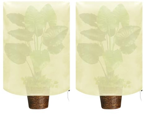 Protección Contra Heladas Funda para Plantas, 2 PCS Cubierta Protección Invierno Anticongelante, Vellón Jardín Plantas Cubierta De Protección Plagas con Cordón Contra el Frío/Viento y Nieve (60*80cm)