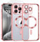Phoona Cover Placcatura per iPhone 15 Pro Max 6,7 Pollici, Obiettivo per Fotocamera Protezione Completa e 2 × vetro temperato, Compatibile con MagSafe Ricarica Wireless, Protezione Militare, Rosa