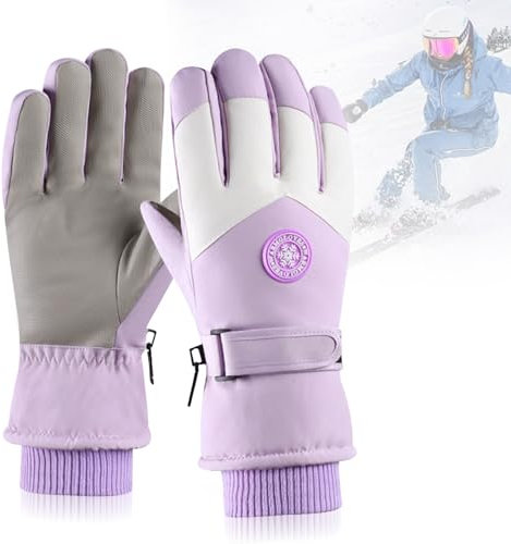 Forhome Skihandschuhe Damen,Ski Handschuhe Frauen,Winddichte Wasserdicht Touchscreen Handschuhe,Thermohandschuhe Winter Damen,Winter Sport Handschuhe für Skifahren Snowboard Eislaufen Wandern