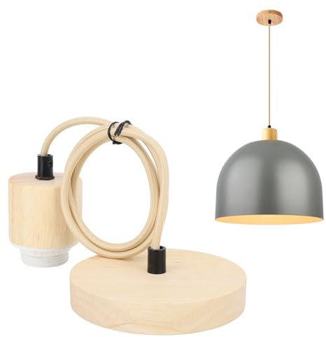 Ejoyous E27 Lampenaufhängung Holz, Lampenfassung mit kabe Pendelleuchte Lampensockel Halterung Höhenverstellbar für Deckenlampe Wohnzimmer Deckenbeleuchtung