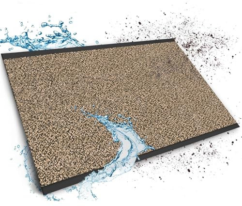 Floordirekt Schmutzfangmatte auf Maß, 200 x 500 cm, Ocker-Schwarz, Fußmatte, Türmatte Eingangsbereich, Fußabtreter, Türvorleger, Sauberlaufmatte, Meterware, Sky