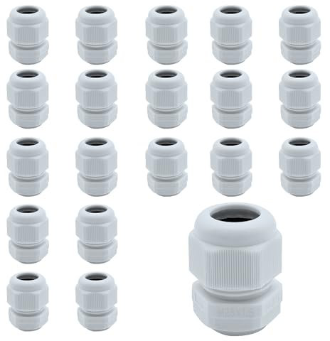 20 Stück Kabelverschraubung M25, Kabeldurchführung Wasserdicht IP68 Weiß Wasserdichte Kabelverschraubungen Kabeleinführung Verschraubung für Schaltkasten Abzweigkasten