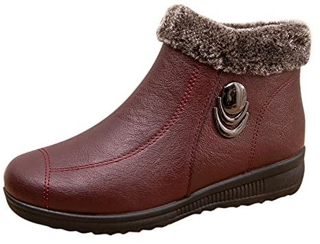 Generisch Reitstiefel Damen Wasserdicht Warm Gefütterte Schneestiefel Winterschuhe Damen Klassische Stiefel Regenstiefel Damen Fashion Runde Zehe Flach Stiefel Damen Schwarz