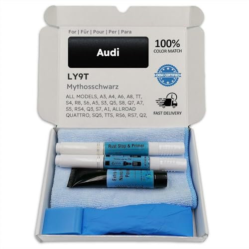 Genuine Colors Lackstift MYTHOSSCHWARZ LY9T für Audi Schwarz A3 A4 A6 A8 TT S4 R8 S6 A5 S3 Q5 S8 Q7 A7 S5 RS4 Q3 S7 A1 ALLROAD Quattro SQ5 TTS RS6 RS7 Q2 RS5 E-TRON RS3 S1 SPORTBACK SQ2 RSQ3 GT RS Q4