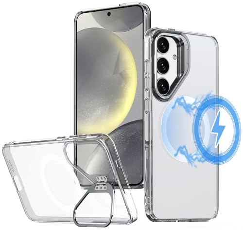 TECHGEAR For Samsung S25 Plus Case [Magnetic + Kickstand] Tough Rugged Protective Stand Phone Case, Magnetic Ring Case Compatible with Magsafe Case for Samsung Galaxy S25+ 5G - Clear