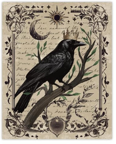 GOMAKERER 1 Stück Wandkunstdruck Retro Vintage Ravens Poster Wanddekorationen Für Büro Schlafzimmer Wohnzimmer Heimdekoration