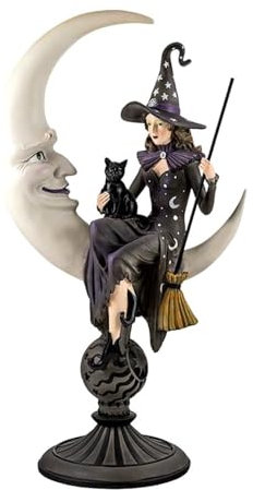 Inmaculada Romero IR Bruja Figura 51 cm. Imagen Luna Gato Escoba Resina Color