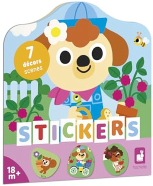 Janod - Stickerheft Ab 18 Monate - Thema Der Garten - 12 Seiten zum Verzieren - Kreatives Gestalten Kinder - Lernen für Feinmotorik und Konzentration