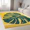 Teppich Wohnzimmer 80 x 150cm Rechteckig Dunkelgrüne Monstera Muster- Rutschfester Teppich Schlafzimmer, Esszimmer, Küche Weich Flauschiger Extra Weich Tepich Einfache Reinigung - Gelb Carpet