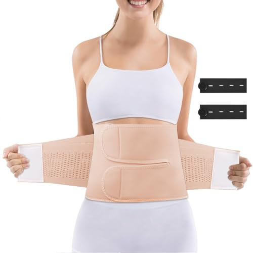 ACWOO Magbälte efter födseln, postpartumbälte för kvinnor, rektusdiastas, magbälte efter förlossning, magbälte graviditet justerbar, starkare kraft för magåtstramning (beige, 95 cm)