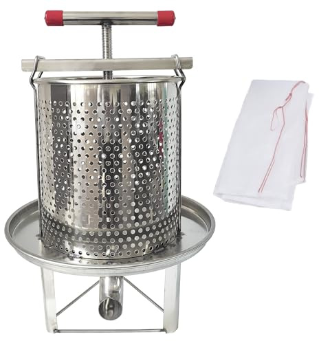 BOZHENYULEI Mesh Honey Press Machine Manual Beeswax Extractor Honey Extractor Stainless Steel Mesh Honey Extractor for Home Beekeeping (Arc-Shaped Nectar exit)
