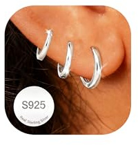 AVOTTO 3 Paar Ohrringe Silber Set für Damen Hypoallergen Gold Ohrring Stacks Silber Creolen Ohrringes Silver Huggies Hoops Earrings Silver Earrings