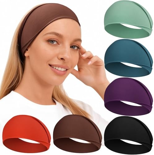 Loiluliy Cinta Pelo Deporte, 6Pcs Diadema Mujer&Hombre Suaves y Antideslizantes Headband Accesorios Pelo para Running,Yoga, Fitness, Tenis, Skincare y Moda Diaria (Verde)